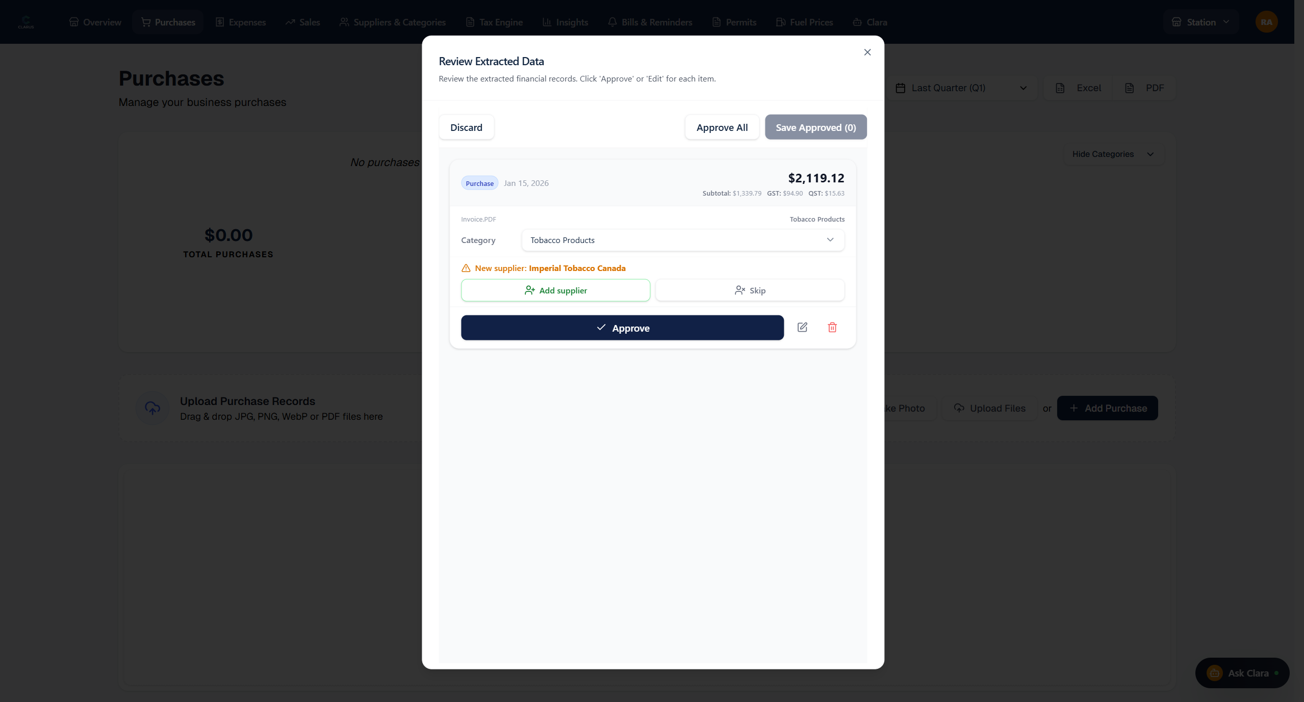Full purchase history at a glance.